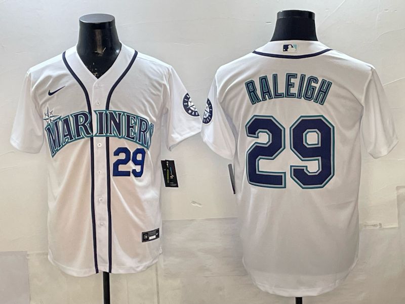 Men 2025 Nike Seattle Mariners #29 Raleigh White Game MLB Jersey 04->seattle mariners->MLB Jersey